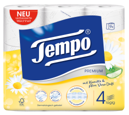 Tempo WC Papier Premium mit Kamille und Aloe Vera Duft 4 lagig
