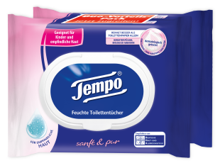 Tempo Feuchte Toilettentücher "sanft&pur"
